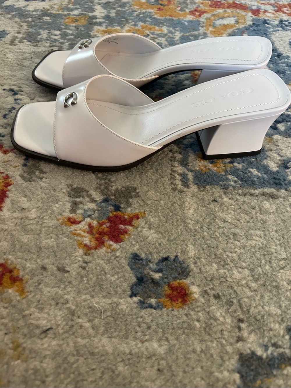 NWOT Coach Women's Sculpted C Block Heel Sandal Heeled, Optic White - Picture 9 of 14